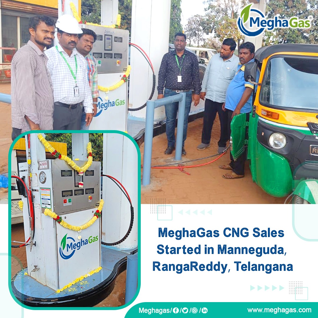 Meghagas CNG Sales Started in Manneguda, Rangareddy, Telangana